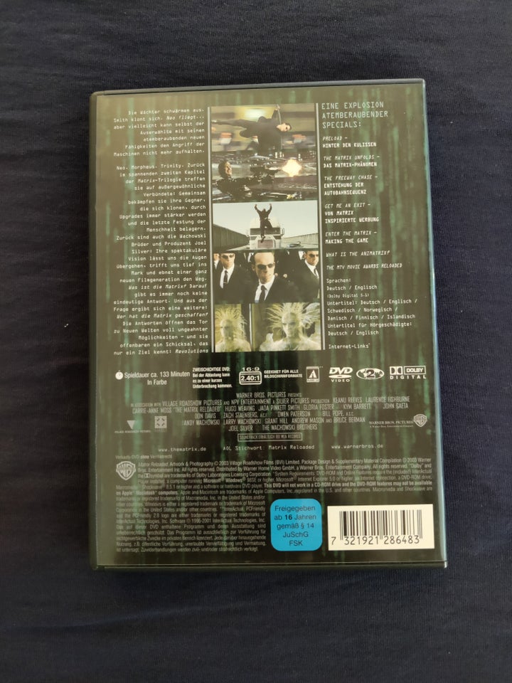 Matrix Reloaded, DVD, science fiction