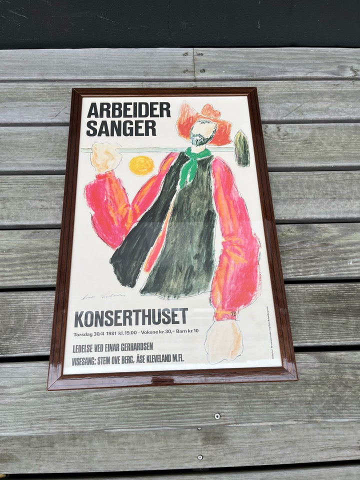 Plakat, Einar Gerhardsen, motiv: Arbejde sange