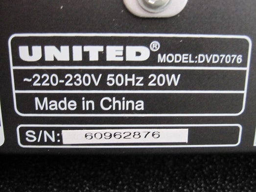 Dvd-afspiller, United, DVD7076 (incl. fjernbetjening)