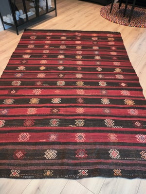 Gulvtæppe, ægte tæppe, ULD, b: 190 l: 270, Dette kæmpestort Tyrkisk kelimtæppe er klar til at tilføj