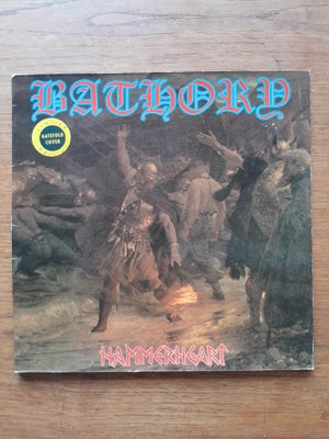 LP, Bathory, Hammerheart, Heavy, 1st press
Cover lidt slid. seamsplit i top og lidt krads efter et k