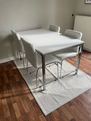 Spisebord m/stole, b: 85 l: 135, Spisebordet er et Ikea Torsby i størrelse 135x85cm
Link: https://ww