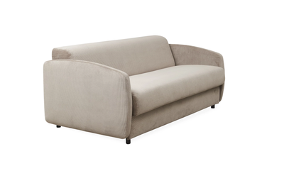 Sovesofa, Innovation, b: 140 l: 195 h: 45, Enkelt sovesofa i et meget flot fløjs tekstil i sandfarve