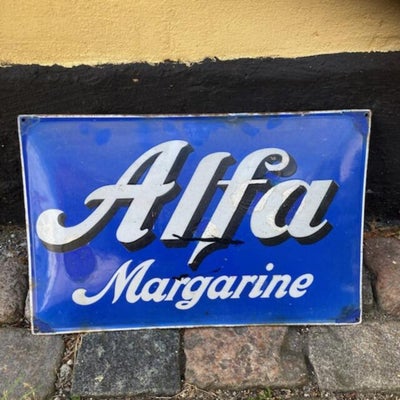 Skilte, ALFA MARGARINE 56,5x36 cm, Kan ses og købes i Kalundborg...
Evt i Rødovre eller Kastrup
Kan 