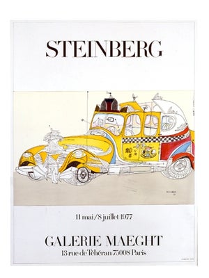 Galerie Maeght plakat, Steinberg, motiv: Taxi, b: 60 h: 79, Fin ny plakat fra Galerie Maeght 
Kan se