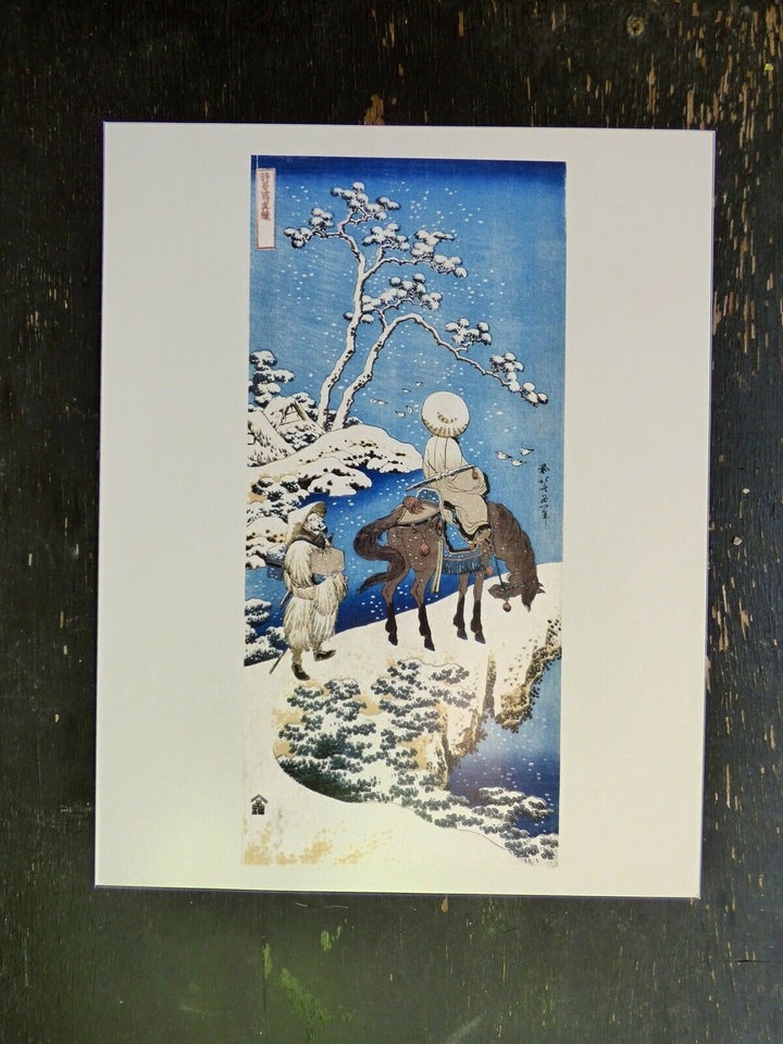 Plakat, Hokusai, motiv: Mand rider i sneen