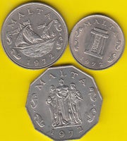 Vesteuropa, mønter, (704) Malta 5+10+50 Cent