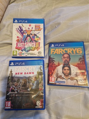 Div, PS4, Far Cry 6 - 150 kr
Far Cry New Dawn- 80 kr
Just dance 2019 - 120 kr