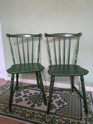 Spisebordsstol, Træ, Farstrup, b: 40 l: 39, To styks originale grønne retro stole fra Farstrup med n