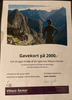 Viktors Farmor rejser Gavekort på 2000 kr

SÆLG...