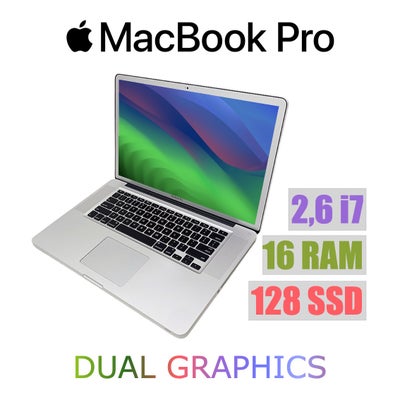 MacBook Pro, 15" Dual Graphics, 2,3GHz i7, 16RAM, 

Macbook pro i fin stand. RENSET for data og MAX 