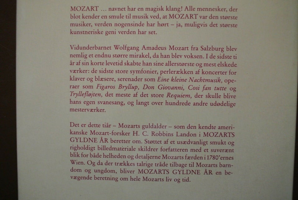 mozarts gyldne år 1781-1791, af h. c. robbins landon, emne: