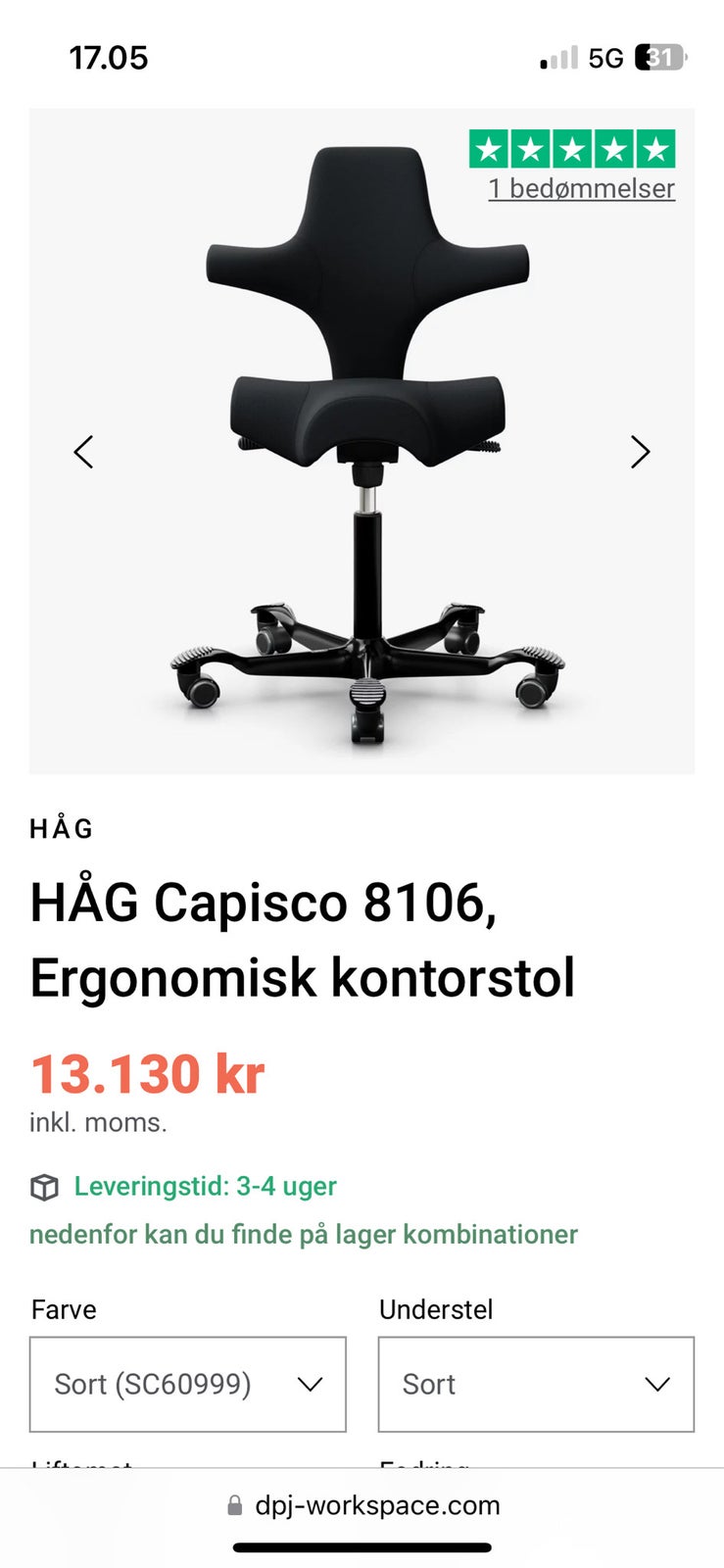 13.000 KR FRA NY, HÅG CAPISCO