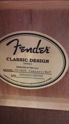 Klassisk, Fender CC-60S Concert/Nat, Fender CC-60S Concert Acoustic, Natural 
Detaljer:
Den mest spi