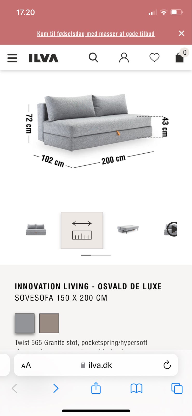 Sovesofa, Innovation Living , b: 102 l: 200 h: 72
