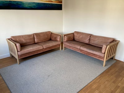 Sofa, læder, anden størrelse , Mogens Hansen, 2 stk ældre Mogens Hansen sofa’er.
Brun bøffel læder.
