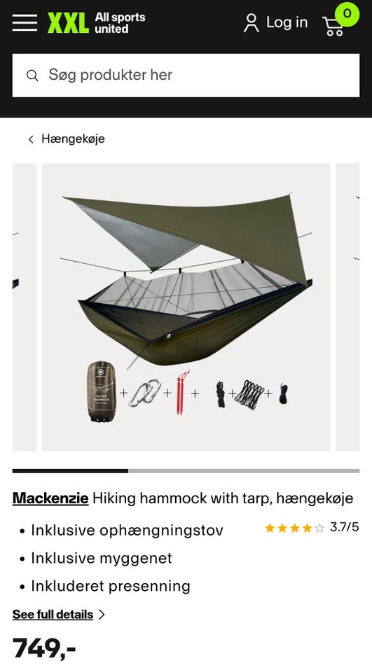MacKenzie Hiking Hammock with tarp
