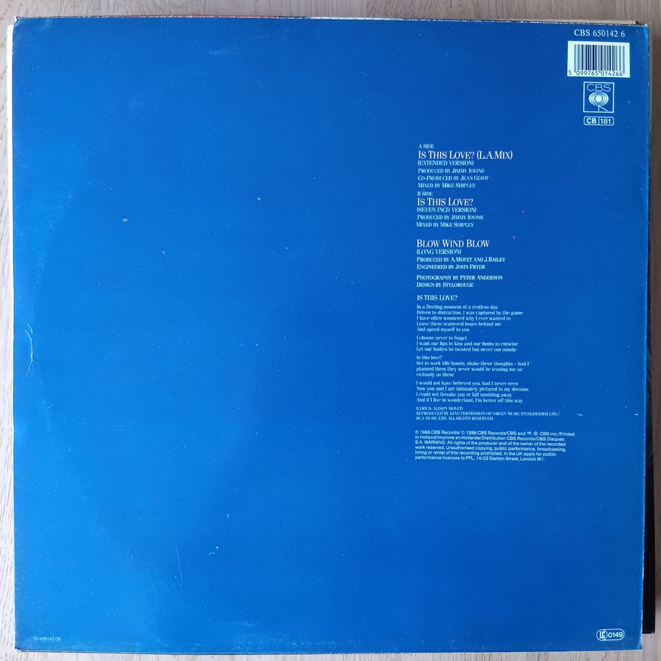 Maxi-single 12", Alison Moyet, Is this love