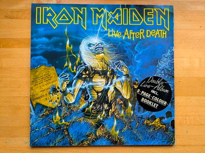 LP, Iron Maiden, Live After Death, dobbelt LP udgivet i 1985.
Genre: Heavy Metal
Stand vinyler: VG(+