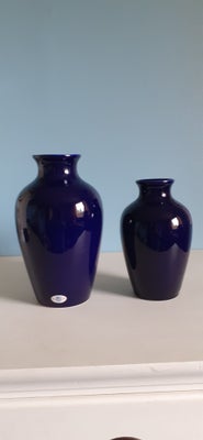 Vase,  søholm porcelæn, søholm, 2 flotte vaser i blank blå som nye høj 24 og 20 cm 