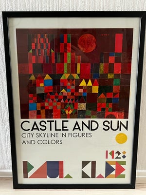 Plakat + ramme, Paul klee, motiv: CASTLE AND SUN, b: 50 h: 70, Flot farverig plakat med billederamme