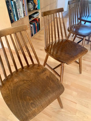Spisebordsstol, Træ, Classic, 4 skalstole /pindestole i mørkebrun ca 10 år nyere 
Pindestole sidde h