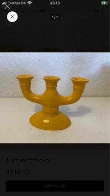 Keramik, Gul kandelaber keramiklysestage tre aret, Gl gul lysestage Til små stearinlys Juletræslys
R