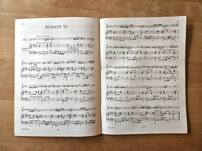 Noder, Bach: Sonater Nr. 4-6 for Fløjte/violin og Cembalo