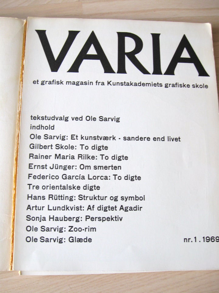 Varia nr. 1, 1969. Trampedach m fl., Ole Sarvig