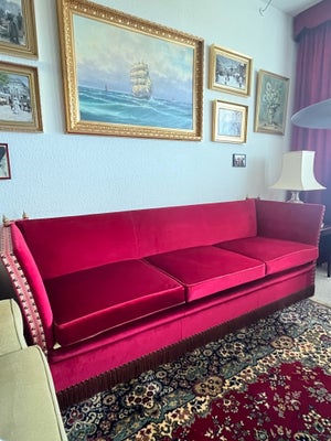 Sofa, plys, 3 pers., London sofa med 3 vendbare siddepuder . Længde 2.00 cm bredde 73 cm  ryglænshøj