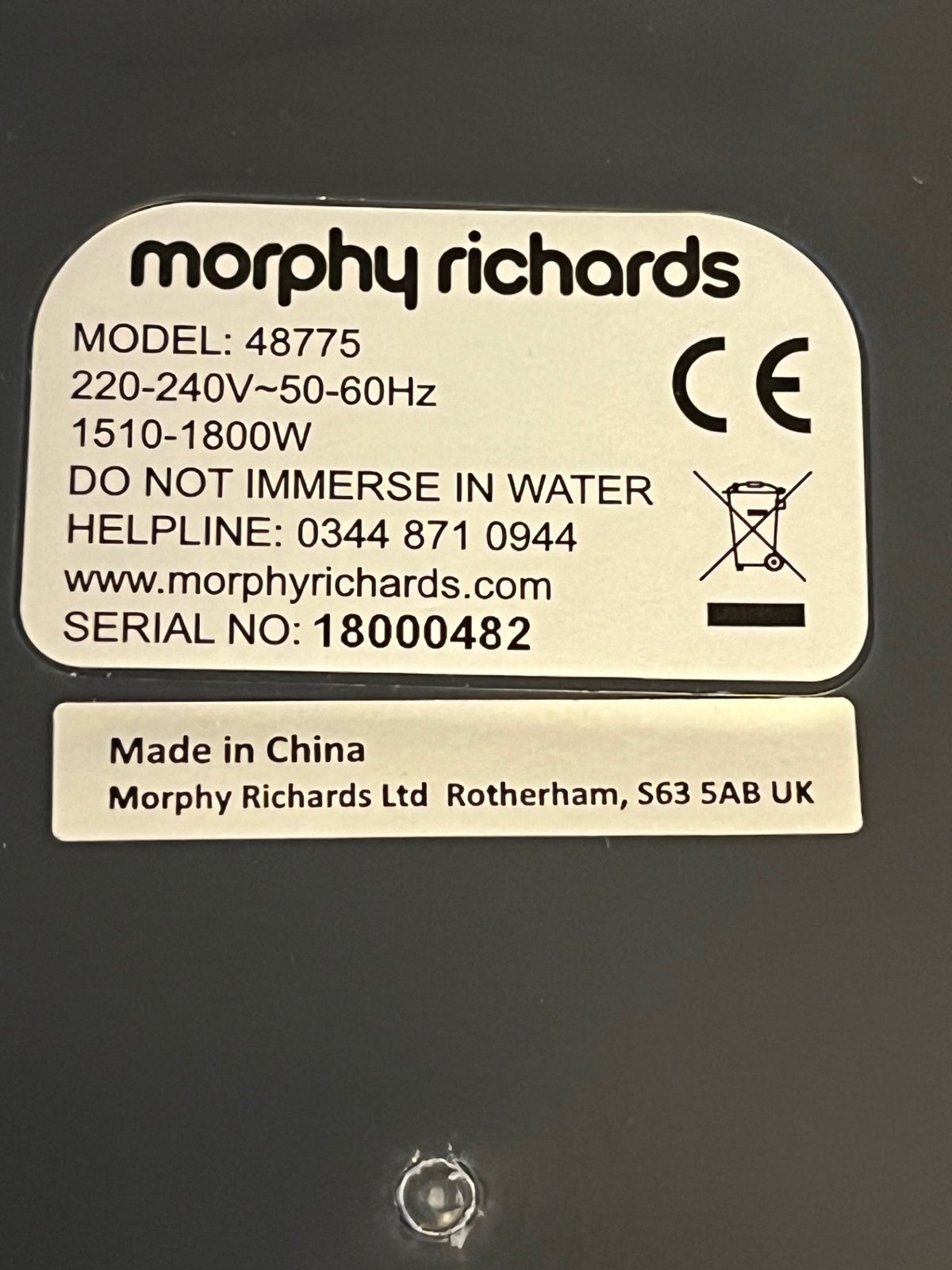 Steamer / damper, Morphy Richards 48775