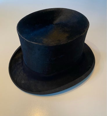 Hat, Chapellerie Francise, str. 56,  Sort,  God men brugt, Høj hat + original hatteæske (vintage). J