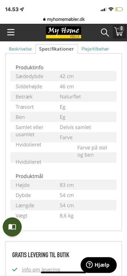 Spisebordsstol, Træ og flet, Myhome