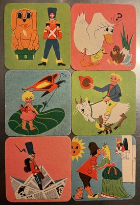 Ølbrikker, Coasters med H.C. Andersen eventyr, 

Sælges kun samlet.

6 retro ølbrikker illustreret m