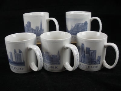 Porcelæn, Starbucks Krus - Amerikanske Byer, Starbucks Krus, Krusene måler 10,5 cm i højden og 9,5 c