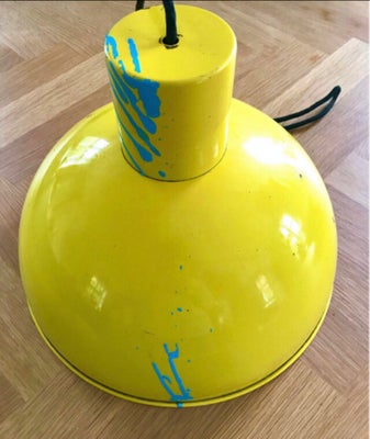 Pendel, Retro industrilampe, Flot gul retro/vintage industri loftslampe med fatning sælges. Diameter