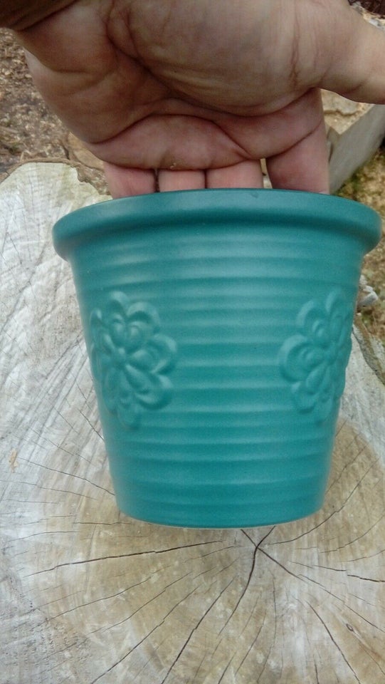 Keramik, Stor skjuler, mat grøn/blomster