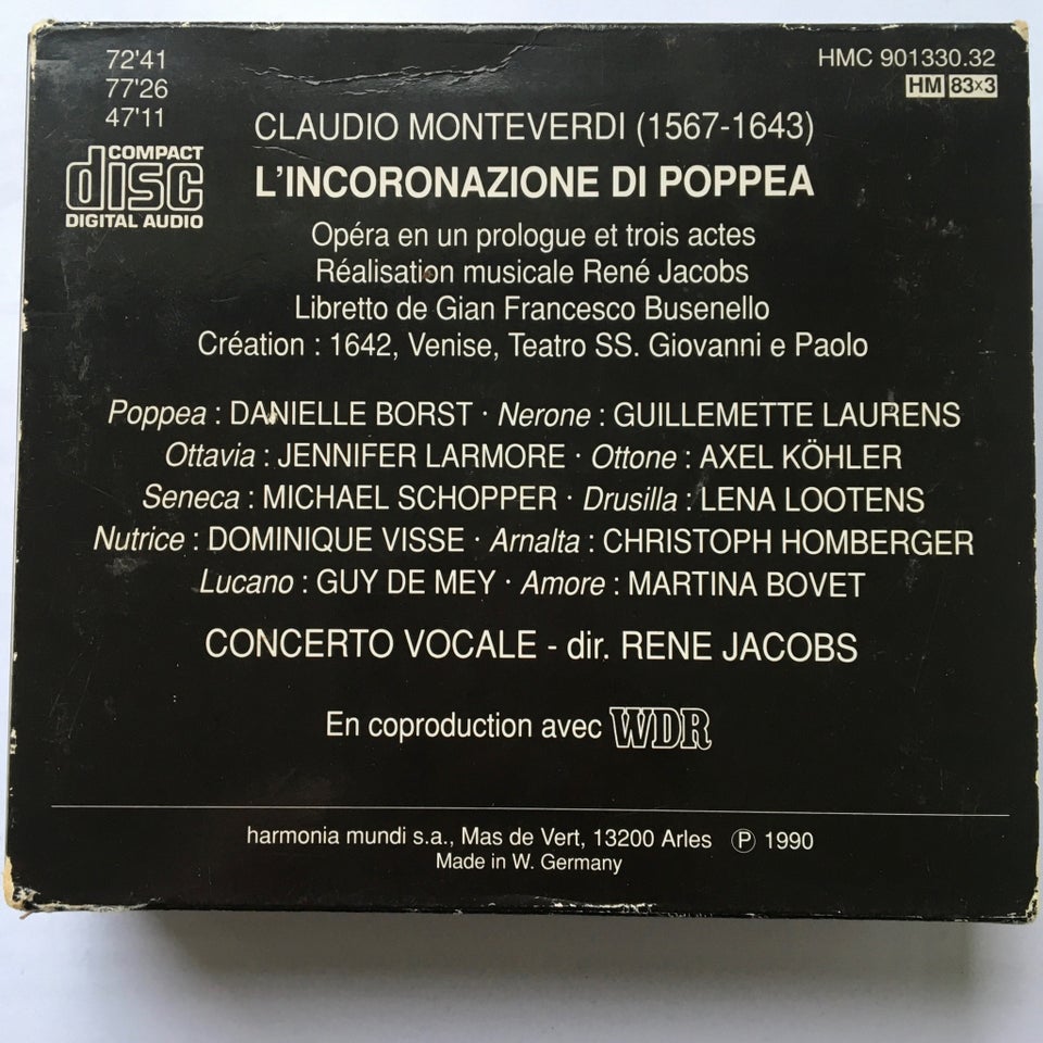 Claudio Monteverdi : L'Incoronazione di Poppea (3CD),