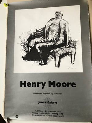 Plakat, Henry Moore, motiv: Siddende mand , b: 47 h: 67, Uden ramme. 