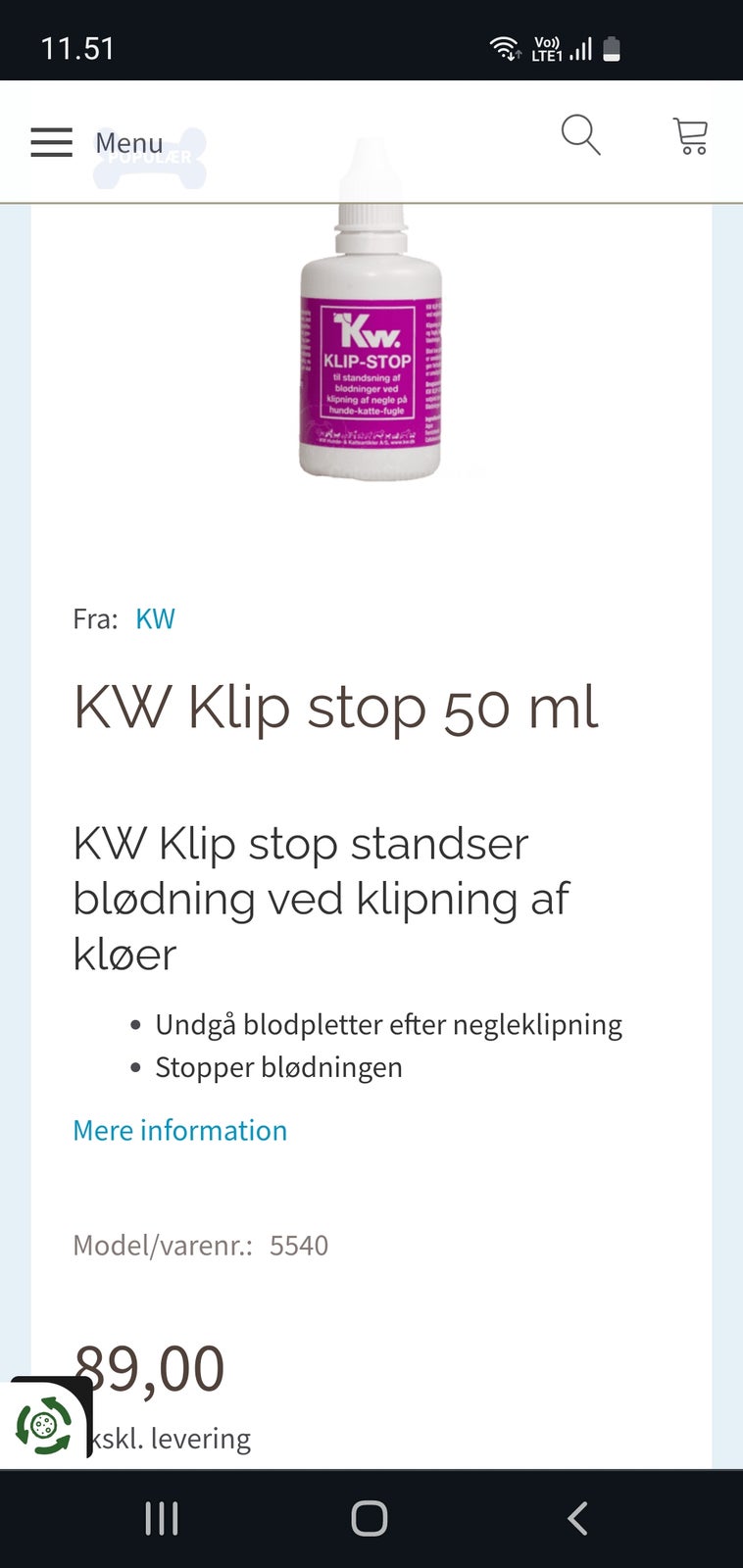 Andet, KW Klip Stop 50 ml