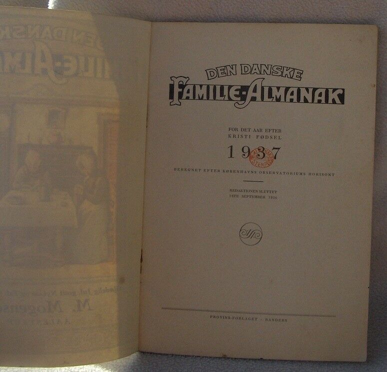 Den danske familie-almanak 1937, emne: historie og samfund