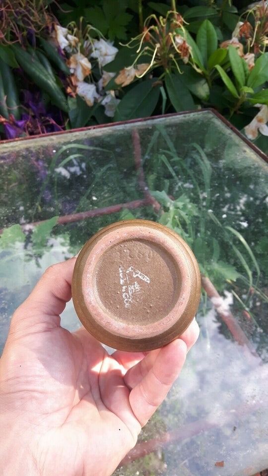 Keramik, Lille vase, brun/gul/hvid