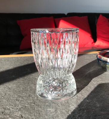 Vase, Glasvase, Vintage / retro, Stor smuk vintage vase af presset glas. Ala ananas nederst, ala har