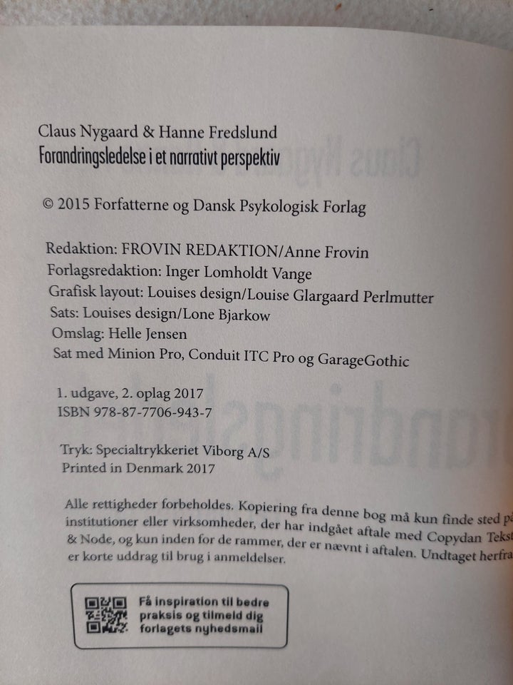 Forandringsledelse, Claus Nygaard & Hanne Fredslund, år