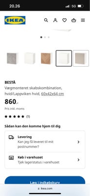 Vægskab, IKEA, To skabe med tre hylder fra IKEA. Nypris 1720kr Se billeder for stand - har lidt plet