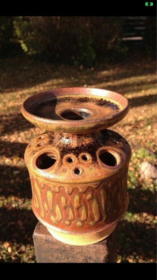 Skøn gammel håndlavet keramik vase/stage og klokke,