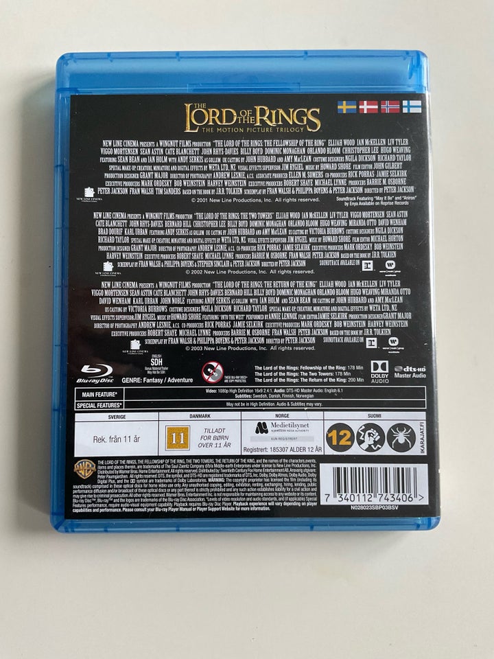 The Lord of The Rings 3 discs, Blu-ray, eventyr