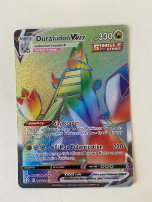 Andre samleobjekter, Pokemonkort, Duraludon VMAX rainbow fra 2021, 330 liv og skader 220, god Pokemo