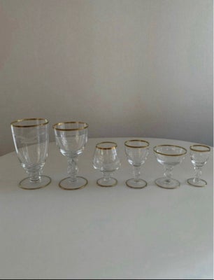 Glas, Lyngby Mågeglas med guldkant, Lyngby Mågeglas, VIRKELIG GOD PRIS 
72 stk - Meget flot og kompl