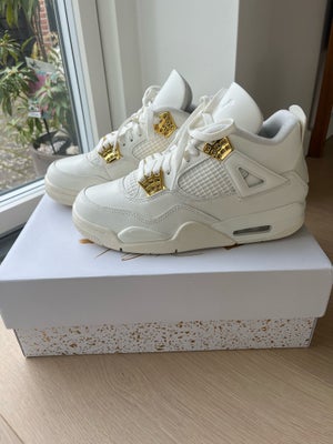 Sneakers, str. 40, Nike Jordan 4,  Hvid white/ gold,  Læder,  Ubrugt, Air Jordan 4 Retro 'White & Go